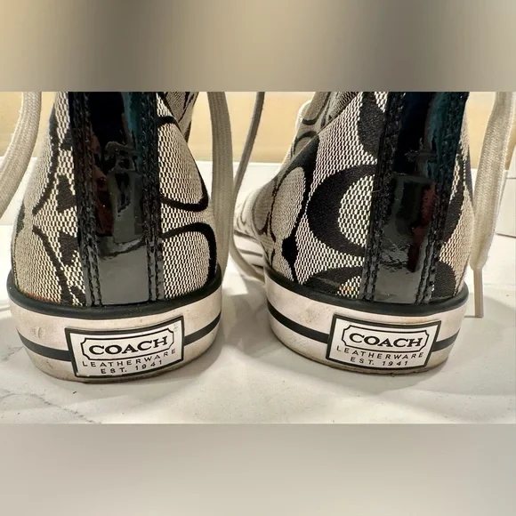 Coach Booney High-Top Sneakers with Monogram and Plaid Pattern - size 8.5B - Picture 3 of 6